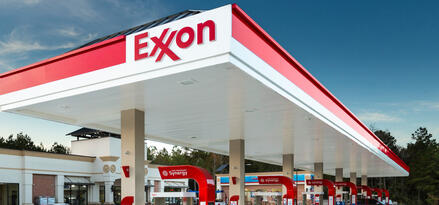 Exxon gas station with gas pumps