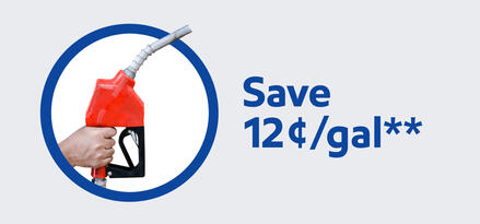 red fuel pump. Save 12 cents per gallon**
