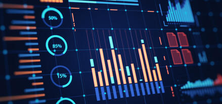 A screen showing data and performance numbers and charts