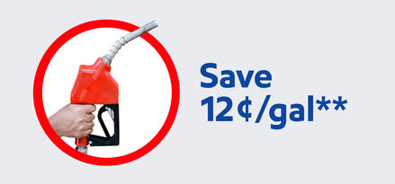 red fuel pump. Save 12 cents per gallon**