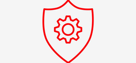 Protection shield with gear symbol