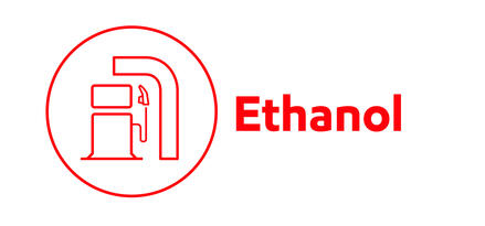 Red fuel pump icon with text: Ethanol