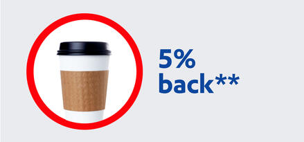 disposable coffee cup. 5% back**