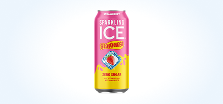 Sparkling Ice® Starburst™ strawberry can. CLUB CARD: Earn 200 points. Buy 3 Sparkling Ice® Starburst™ cans.