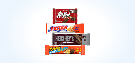 Kit Kat®, Payday, Hershey’s and Reese’s Fast Break bars. Earn 100 points. Buy 2 Reese's/Hershey's/Kit Kat® King Size bars.
