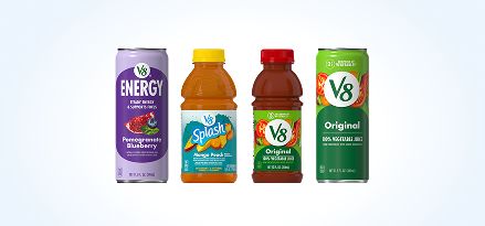 4 various V8® beverages.