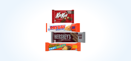 Kit Kat®, Payday, Hershey’s and Reese’s Fast Break bars.