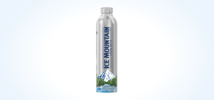 25-oz. Ice Mountain® Spring Water aluminum bottle.