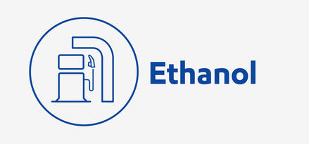 Blue fuel pump icon with text: Ethanol
