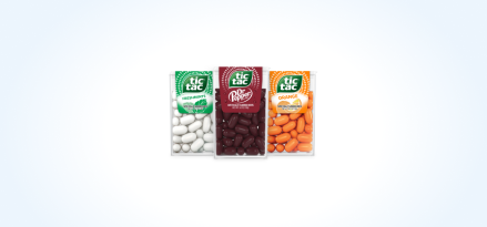 Tic Tac® Freshmints, Dr. Pepper and Orange flavors.
